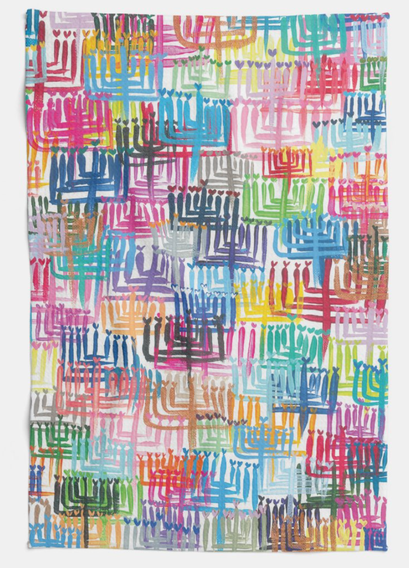 Heart Menorahs Kitchen Tea Towel