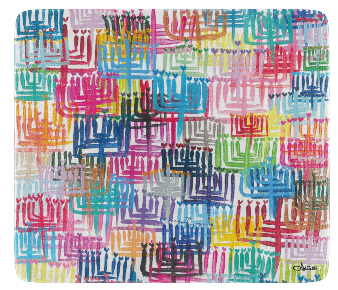 Heart Menorahs Glass Drip Tray