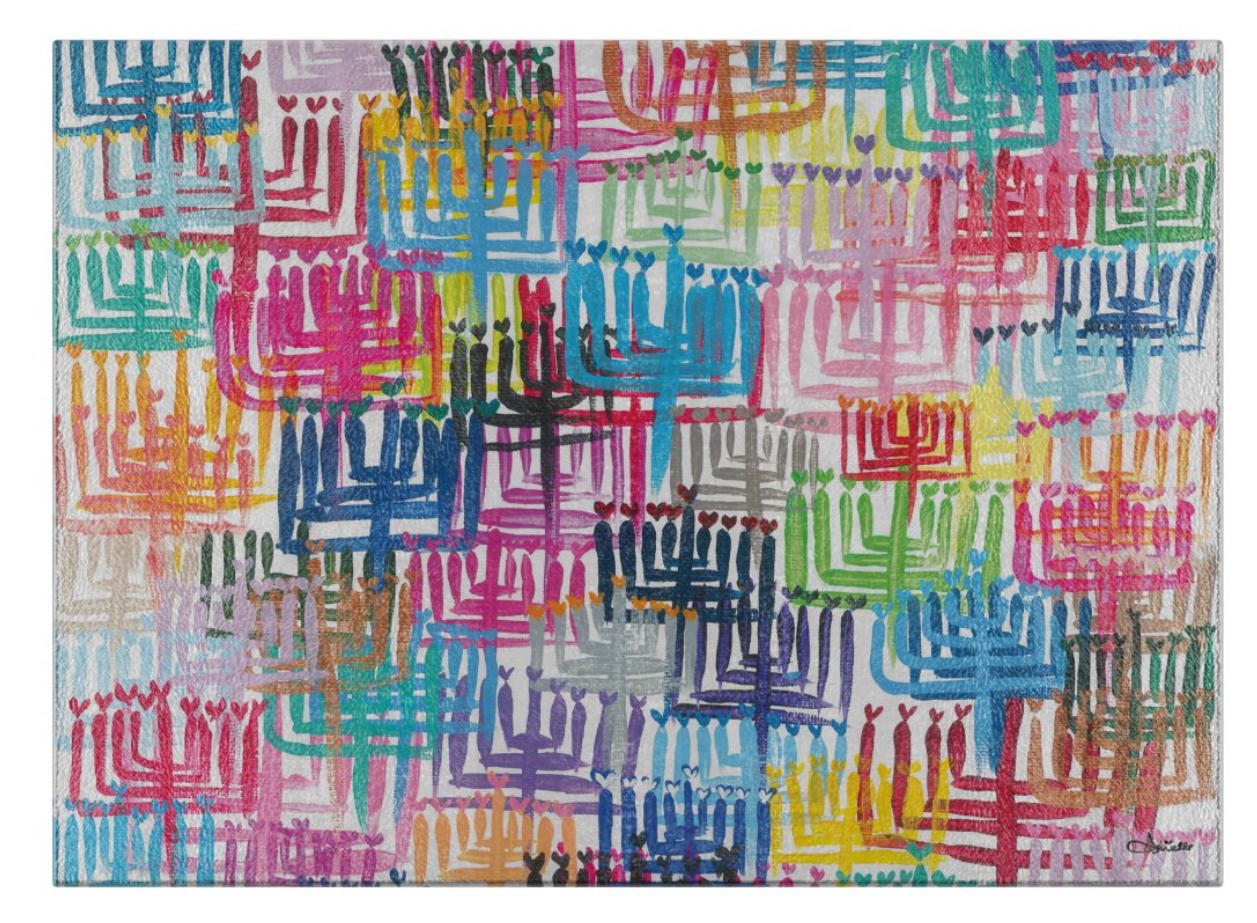 Heart Menorahs Glass Drip Tray