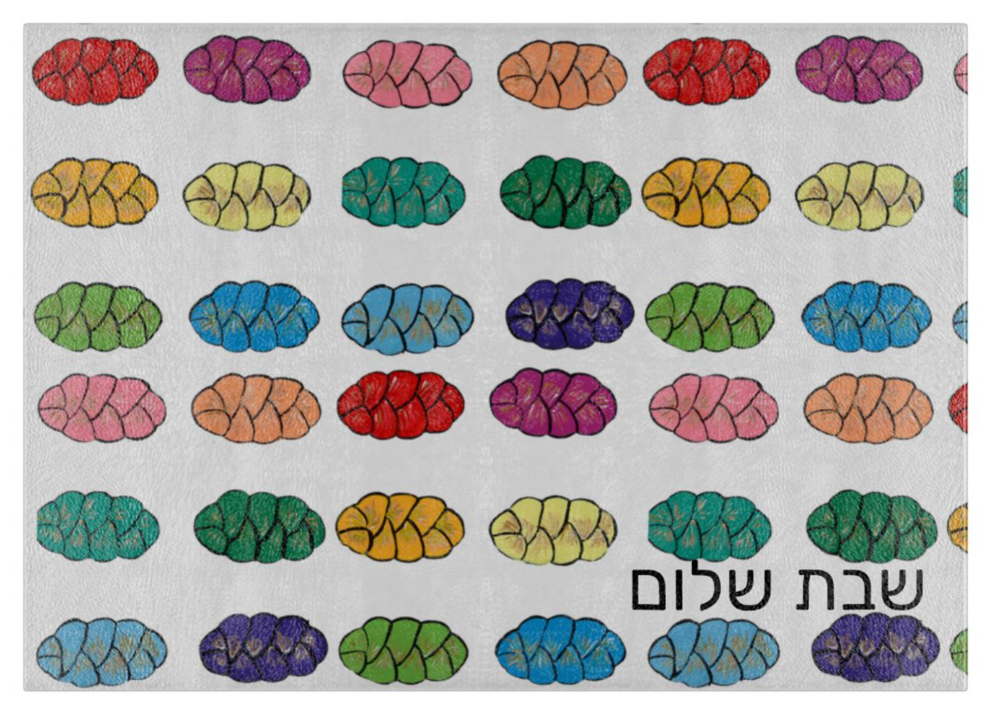 Rainbow Challahs Glass Tray