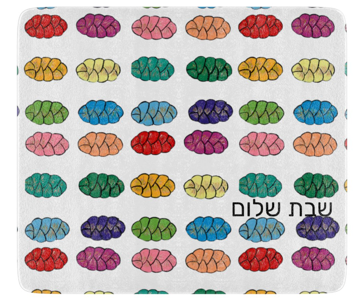 Rainbow Challahs Glass Tray