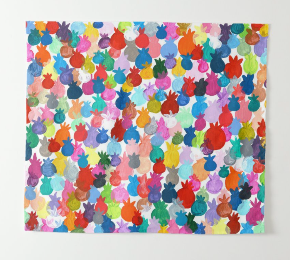 Rainbow Pomegranates Sukkah Tapestry