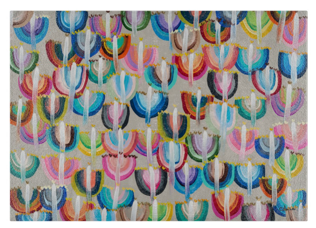 Rainbow Menorahs Glass Drip Tray