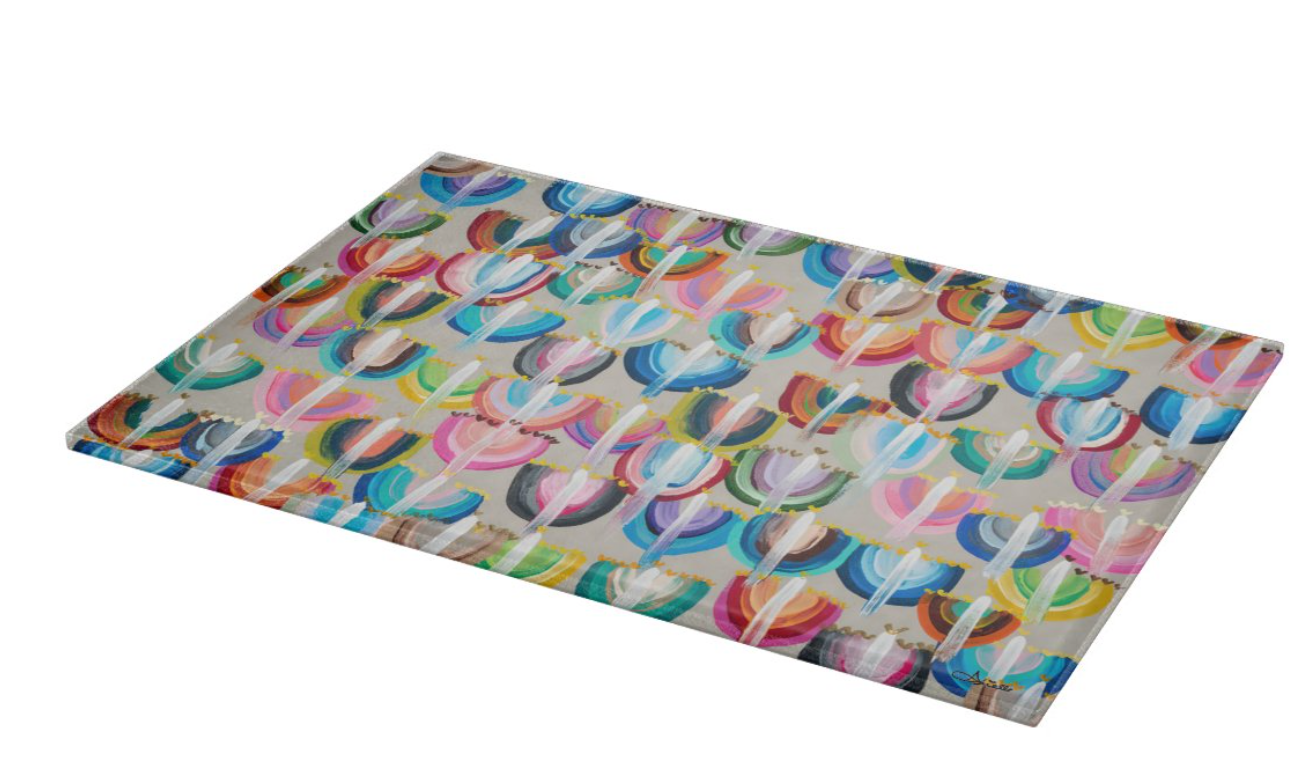Rainbow Menorahs Glass Drip Tray