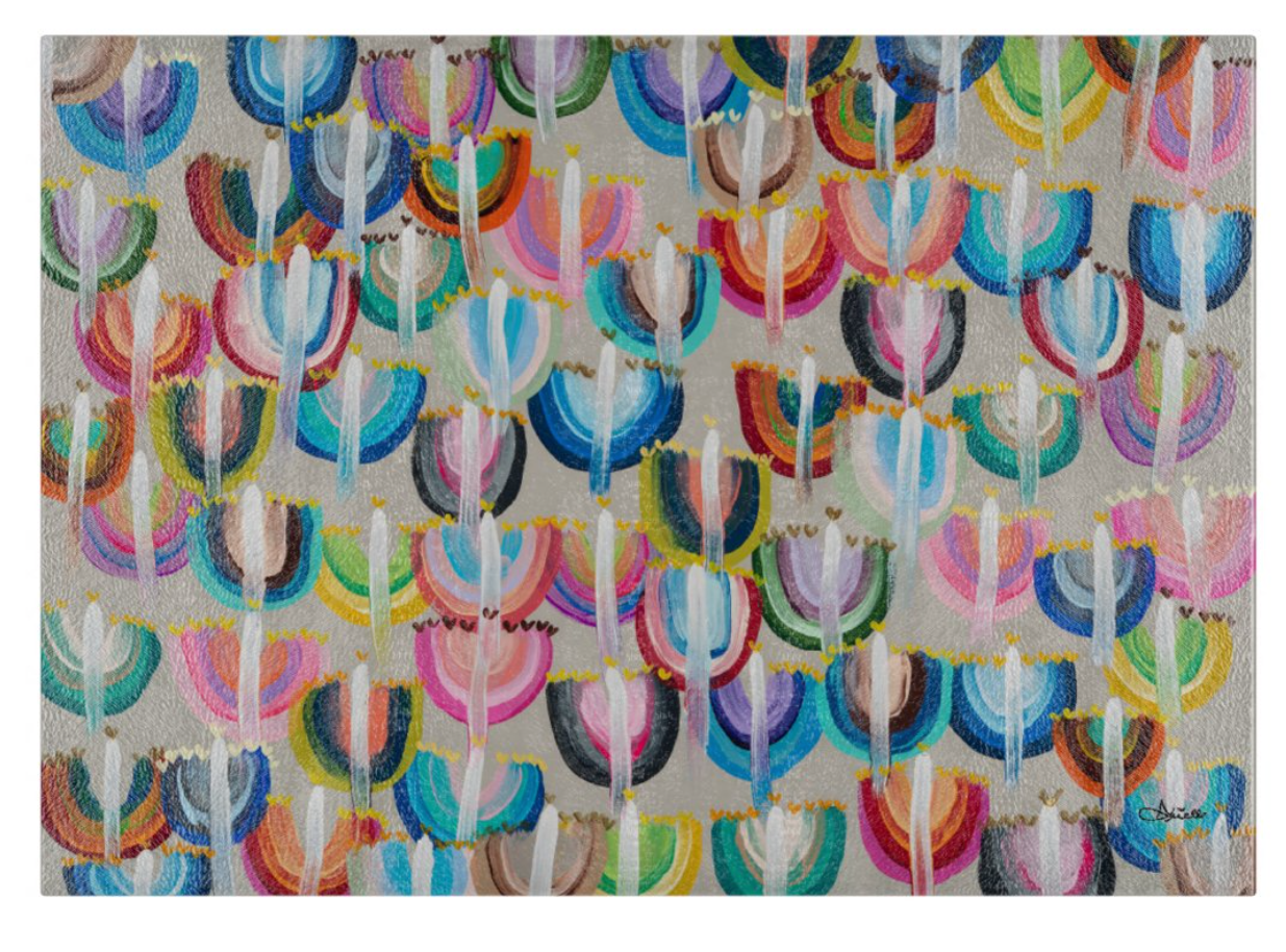 Rainbow Menorahs Glass Drip Tray