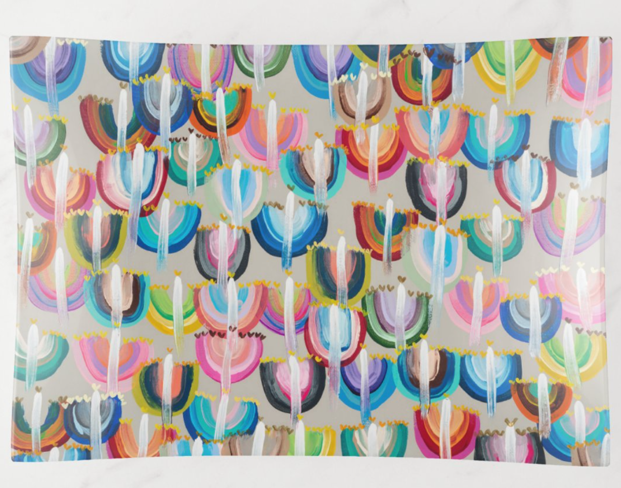 Rainbow Menorahs Hanukkah Dish Set