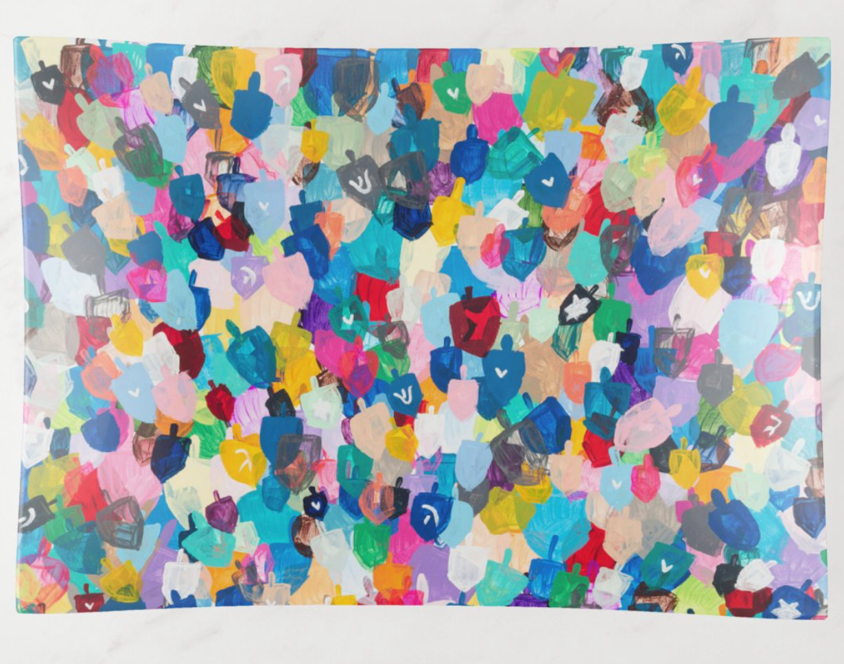 Rainbow Dreidels Hanukkah Dish Set