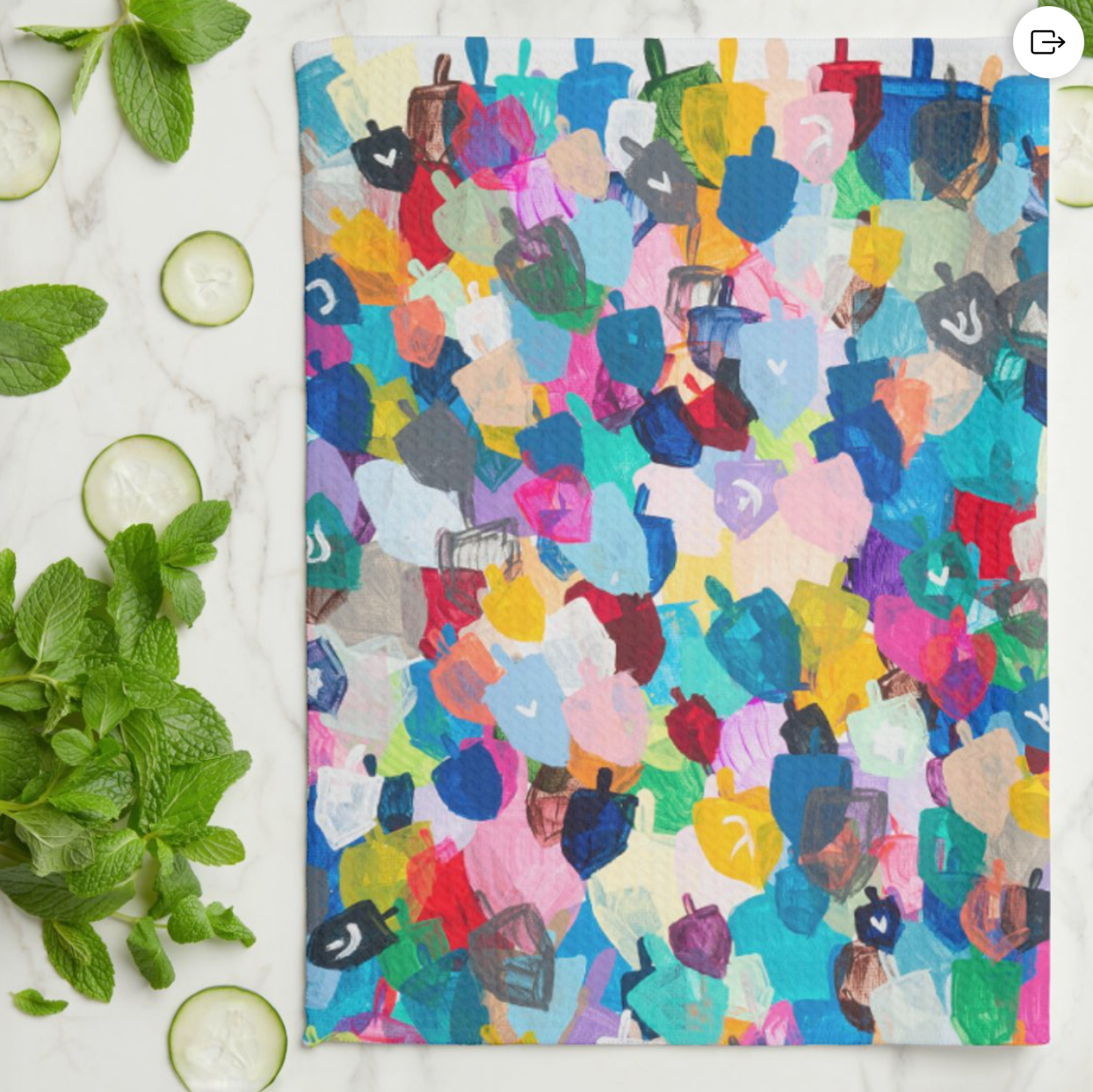 Rainbow Dreidels Kitchen Tea Towel