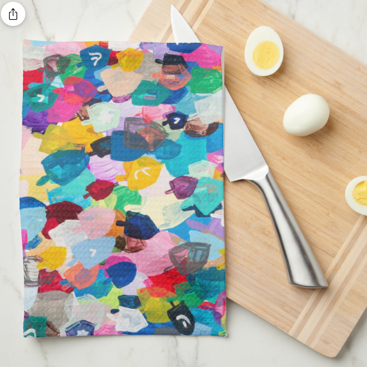Rainbow Dreidels Kitchen Tea Towel