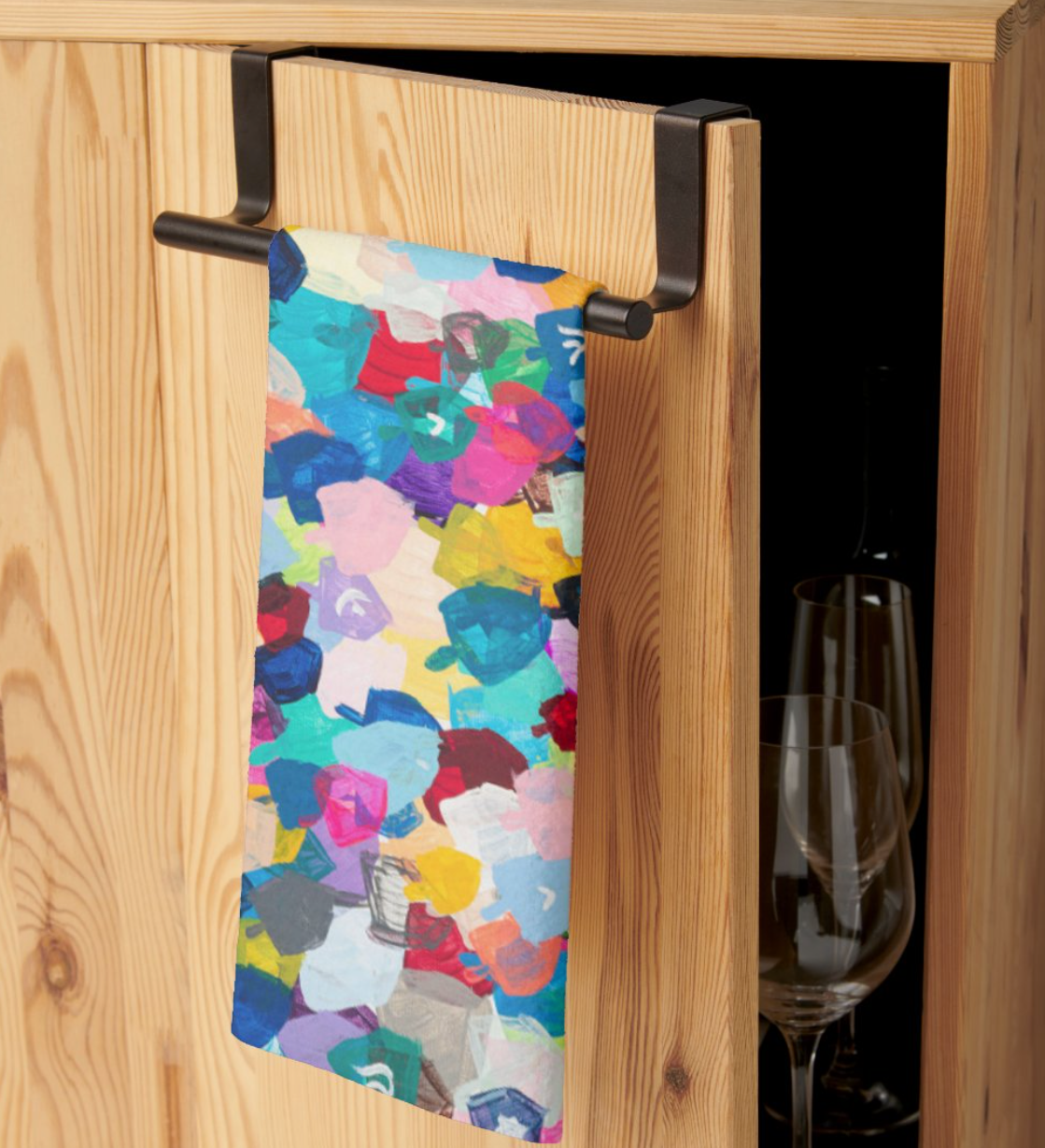 Rainbow Dreidels Kitchen Tea Towel