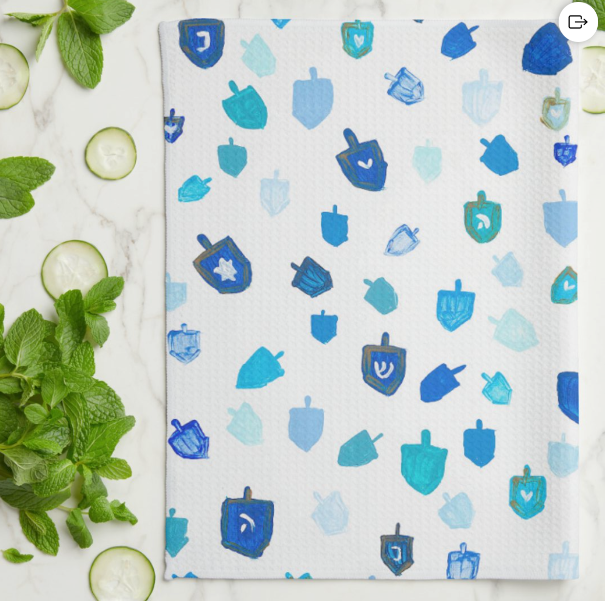 Blue Dreidels Kitchen Tea Towel