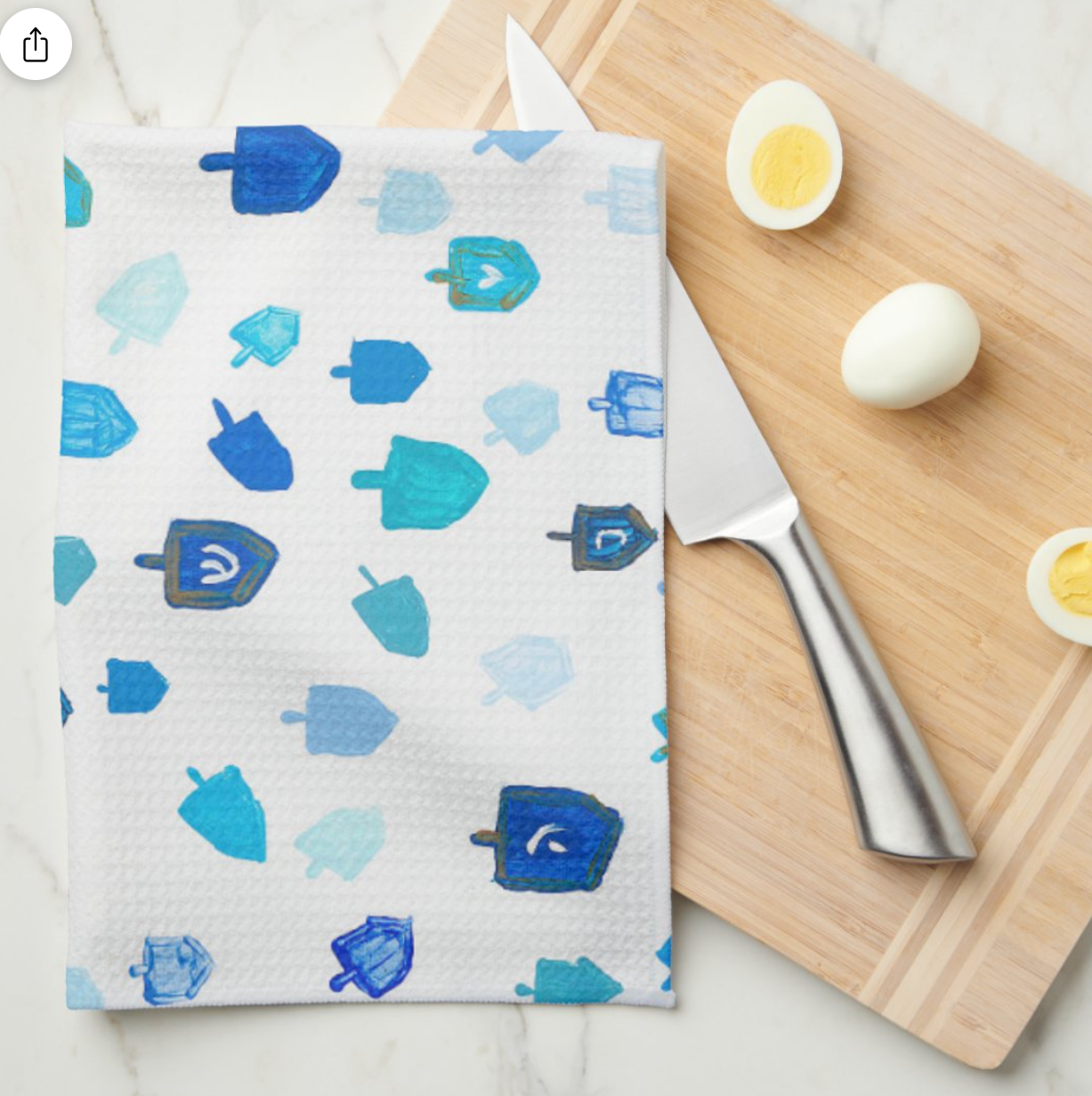 Blue Dreidels Kitchen Tea Towel