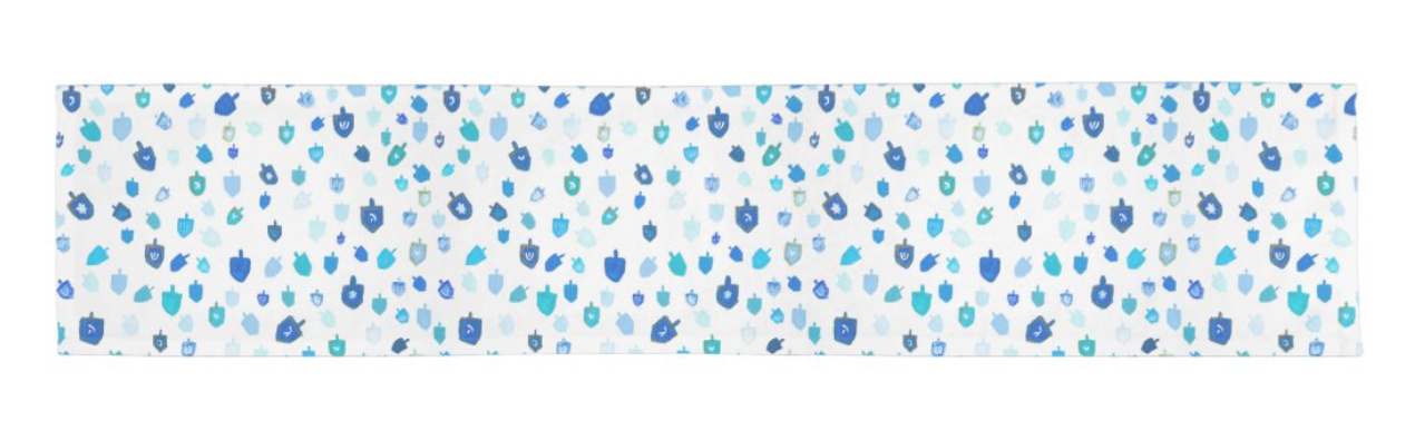 Blue Dreidels | Hanukkah Table Runner