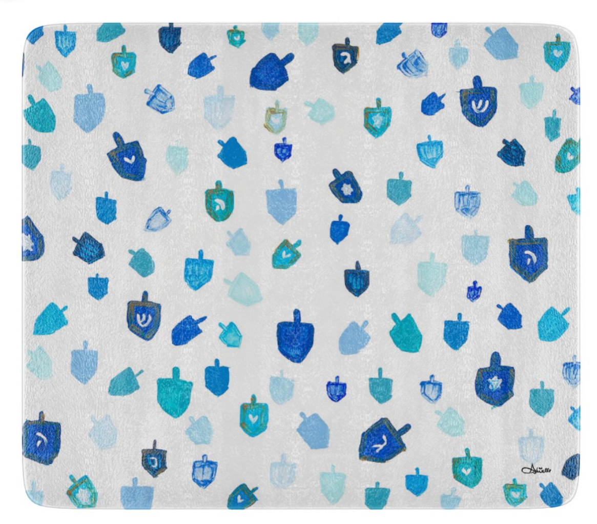 Blue Dreidels Menorah Drip Tray