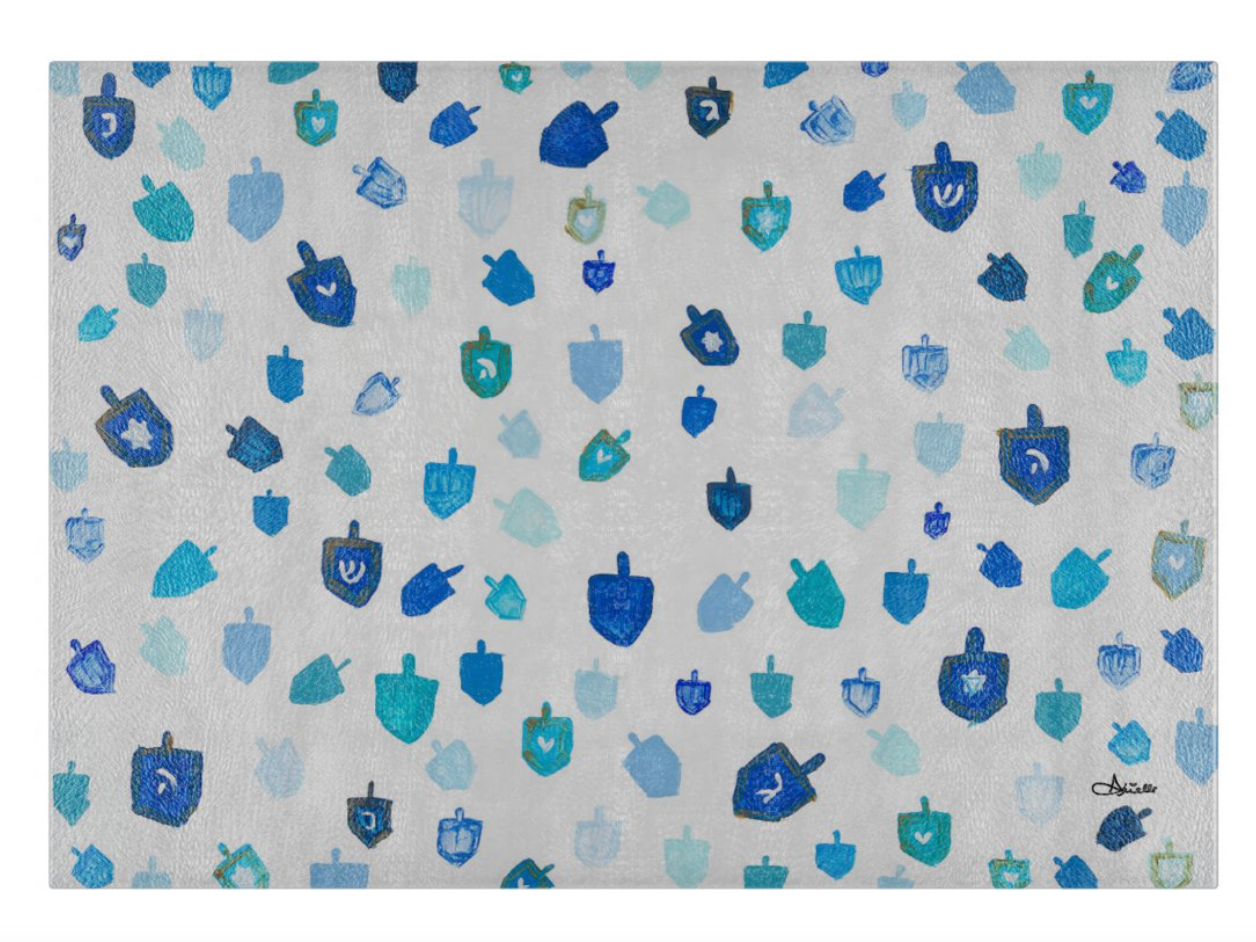 Blue Dreidels Menorah Drip Tray