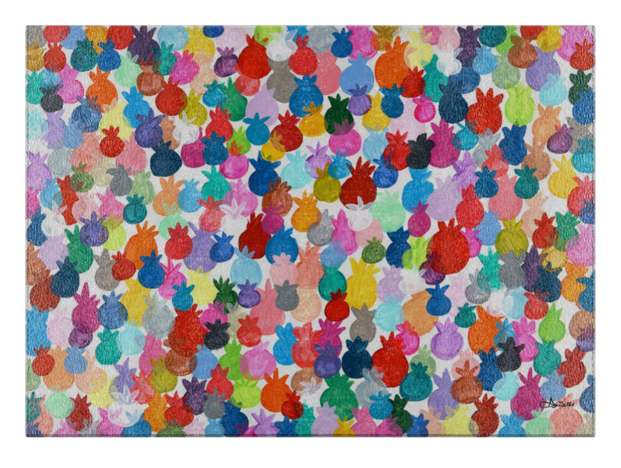 Rainbow Pomegranates Glass Tray