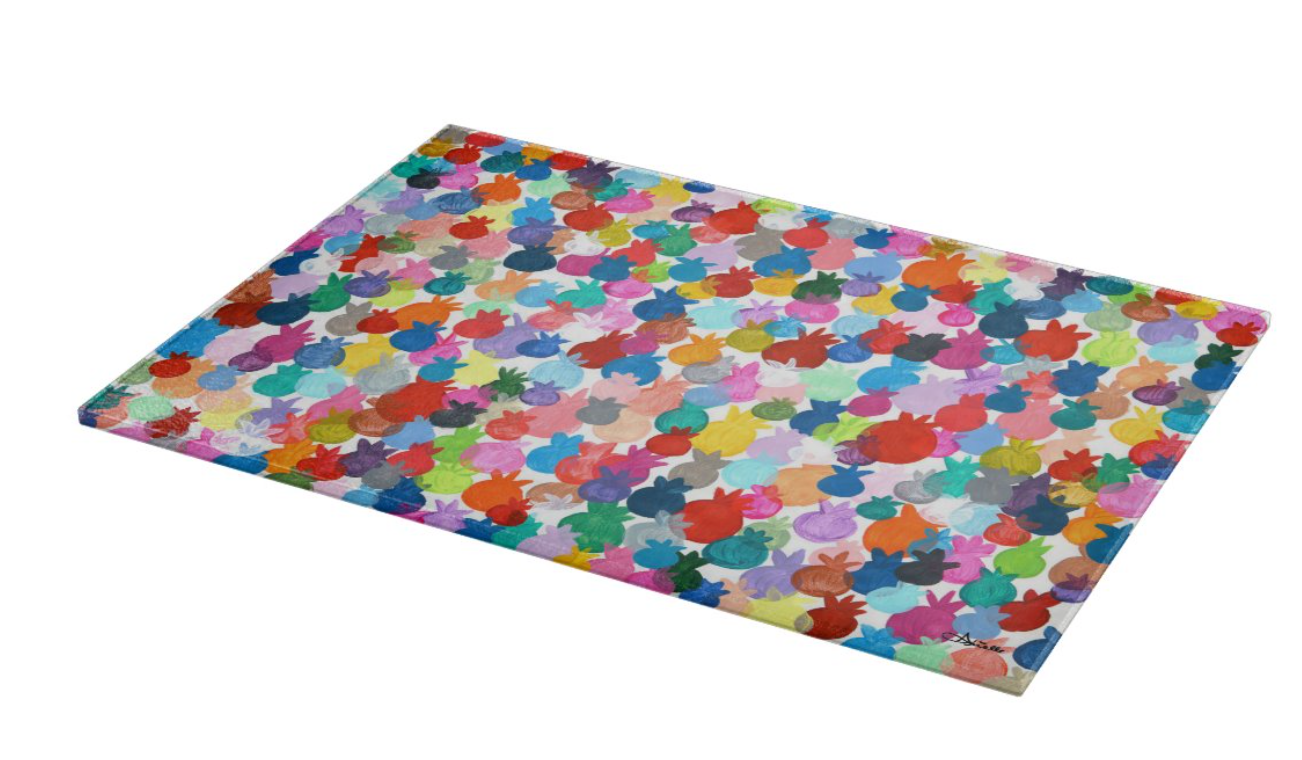 Rainbow Pomegranates Glass Tray