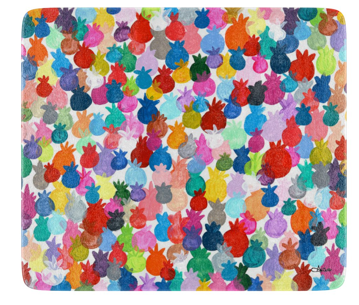 Rainbow Pomegranates Glass Tray