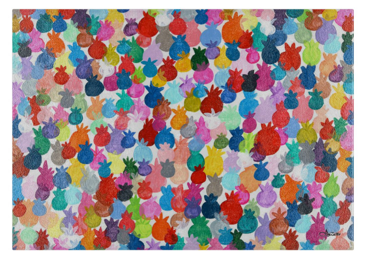 Rainbow Pomegranates Glass Tray