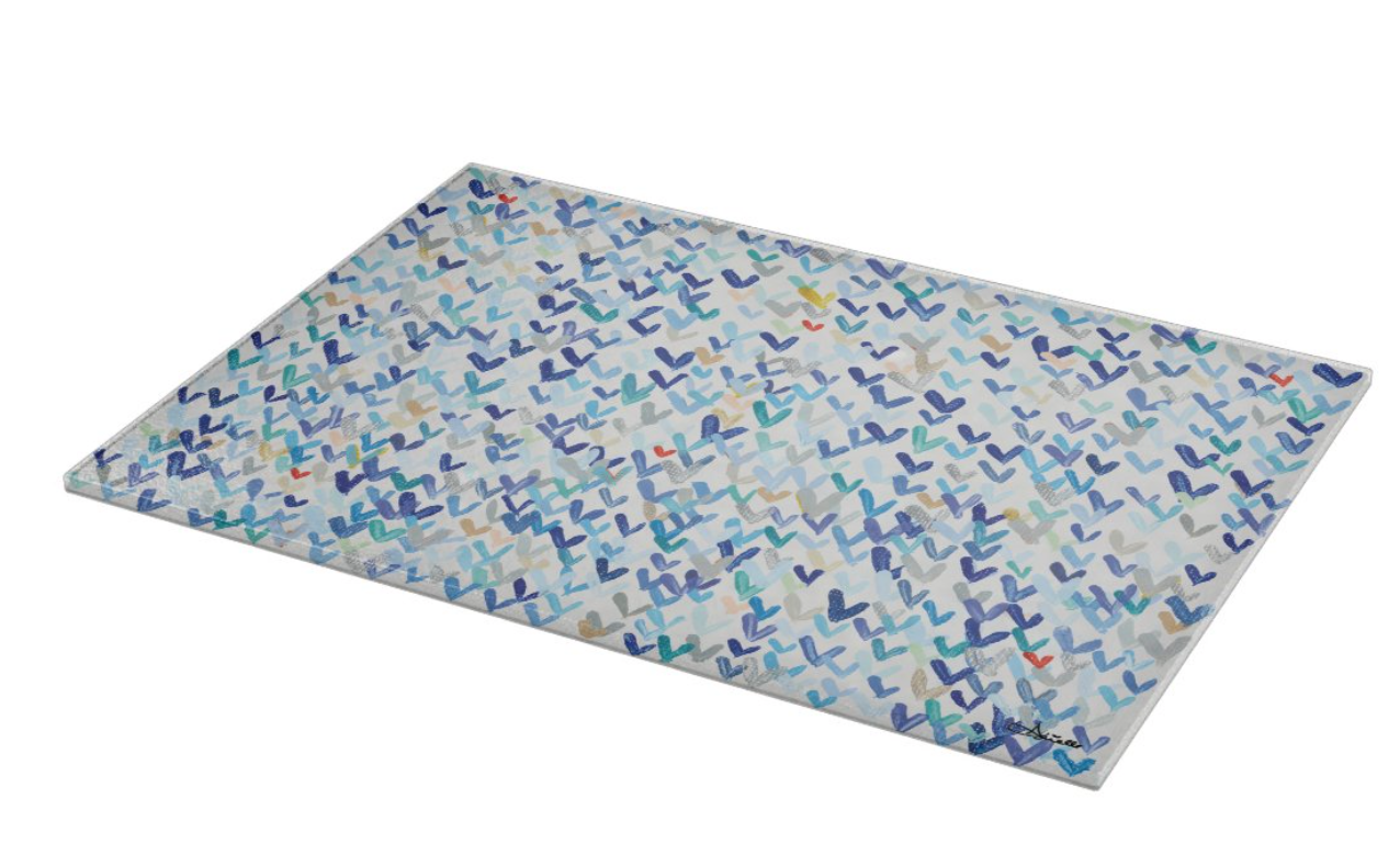 Small Blue Hearts Glass Tray