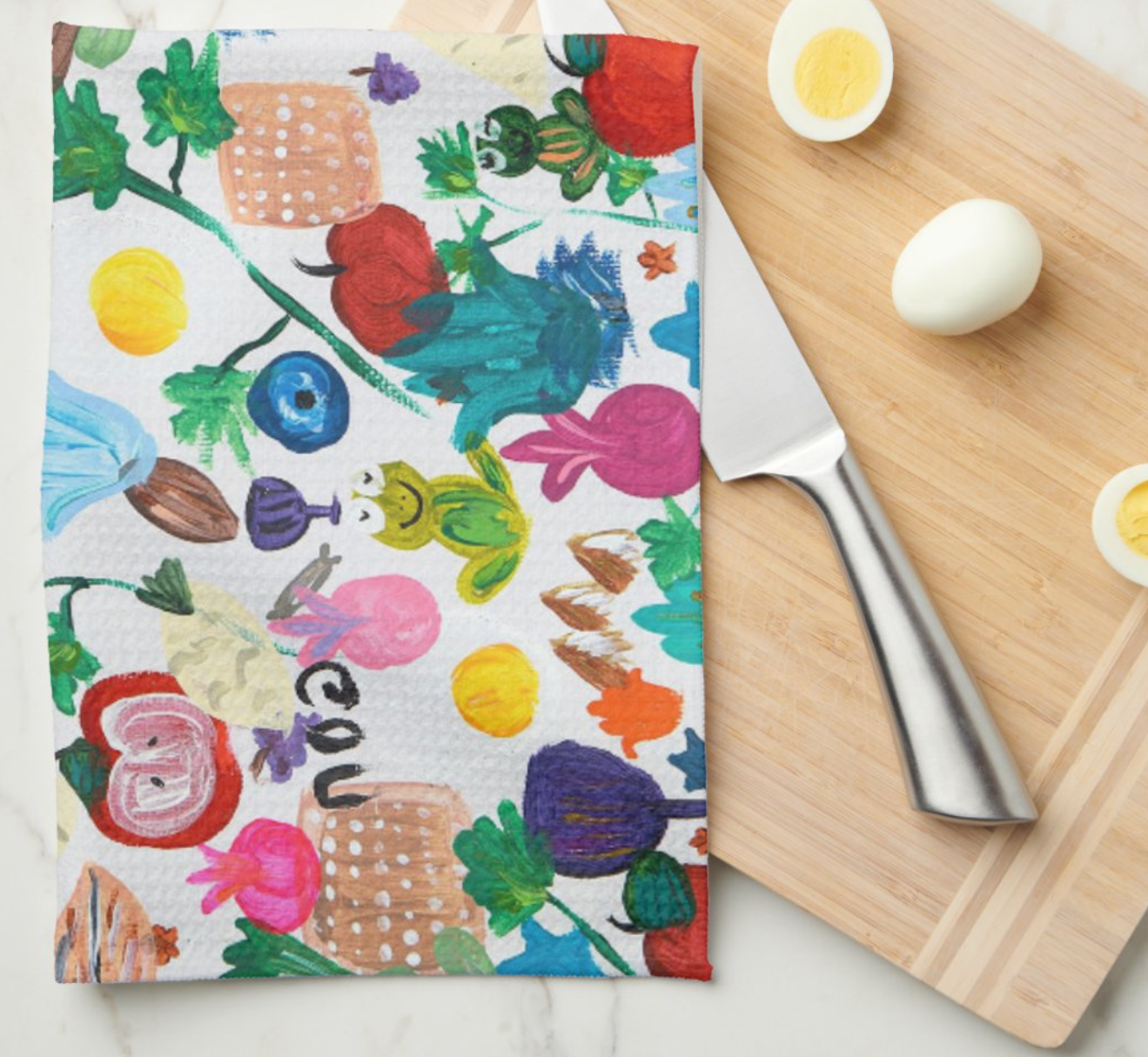 Rainbow Matzahs Kitchen Tea Towel Modern Judaica & Home Decor