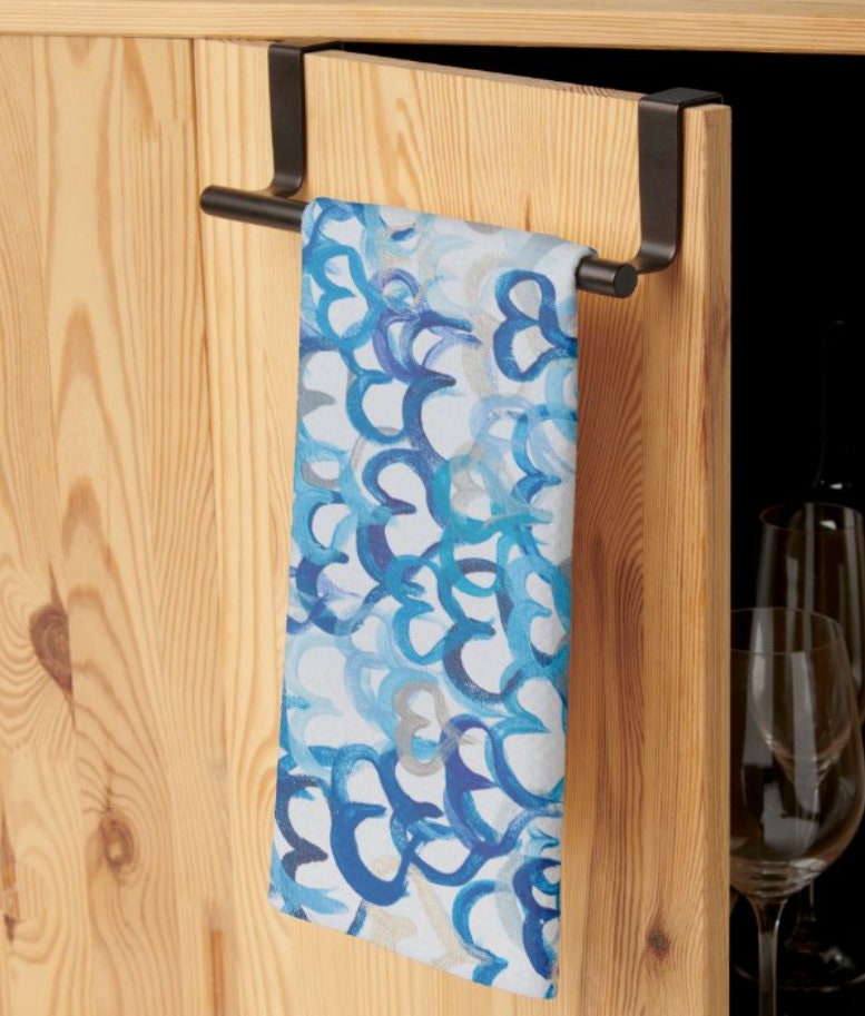 Blue Hearts Kitchen Tea Towel