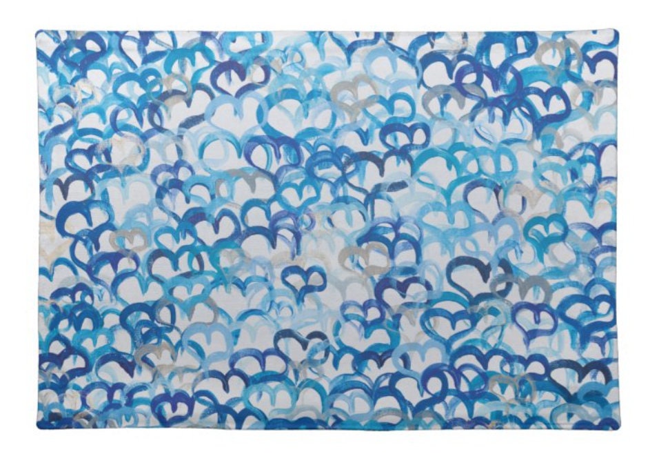 Blue Hearts Challah Cover