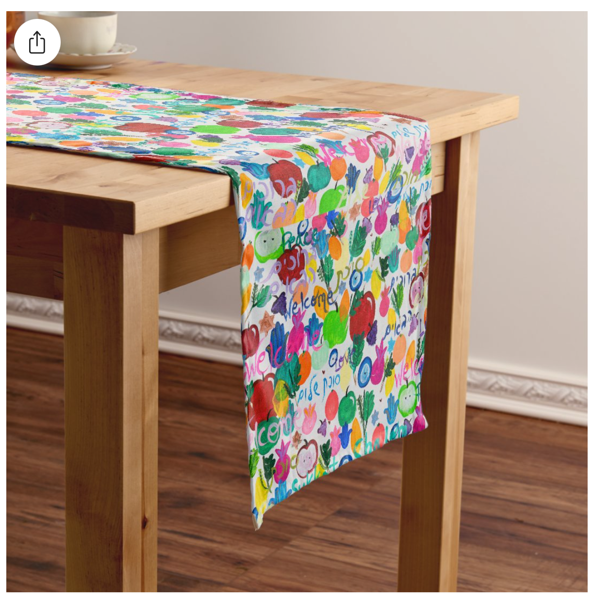 Colorful Sukkot table decor with modern table runners and cloth napkins