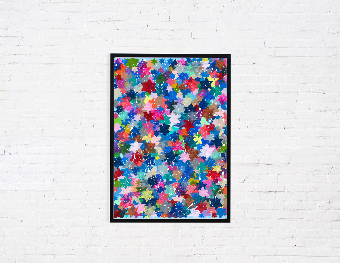 Jewish Stars Splatter Paint Giclee Art Print
