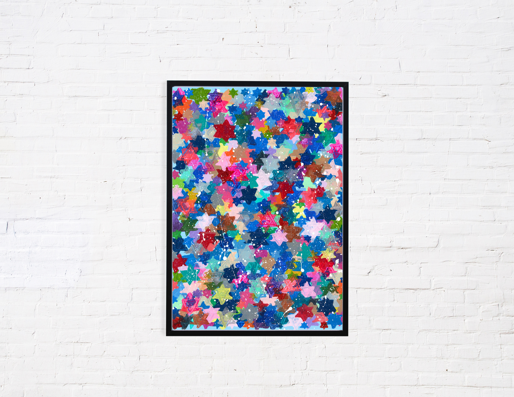 Jewish Stars Splatter Paint Giclee Art Print
