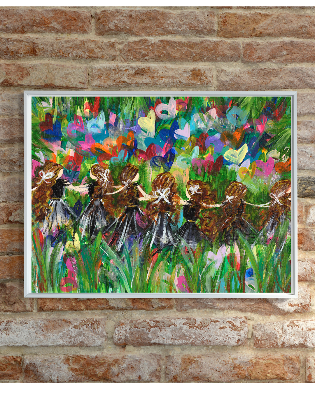 Colorful modern Jewish wall art with floral artwork