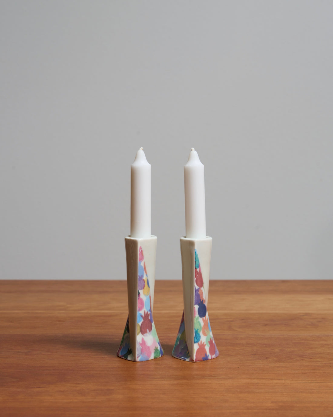 Rainbow Pomegranates, Shabbat Candlesticks