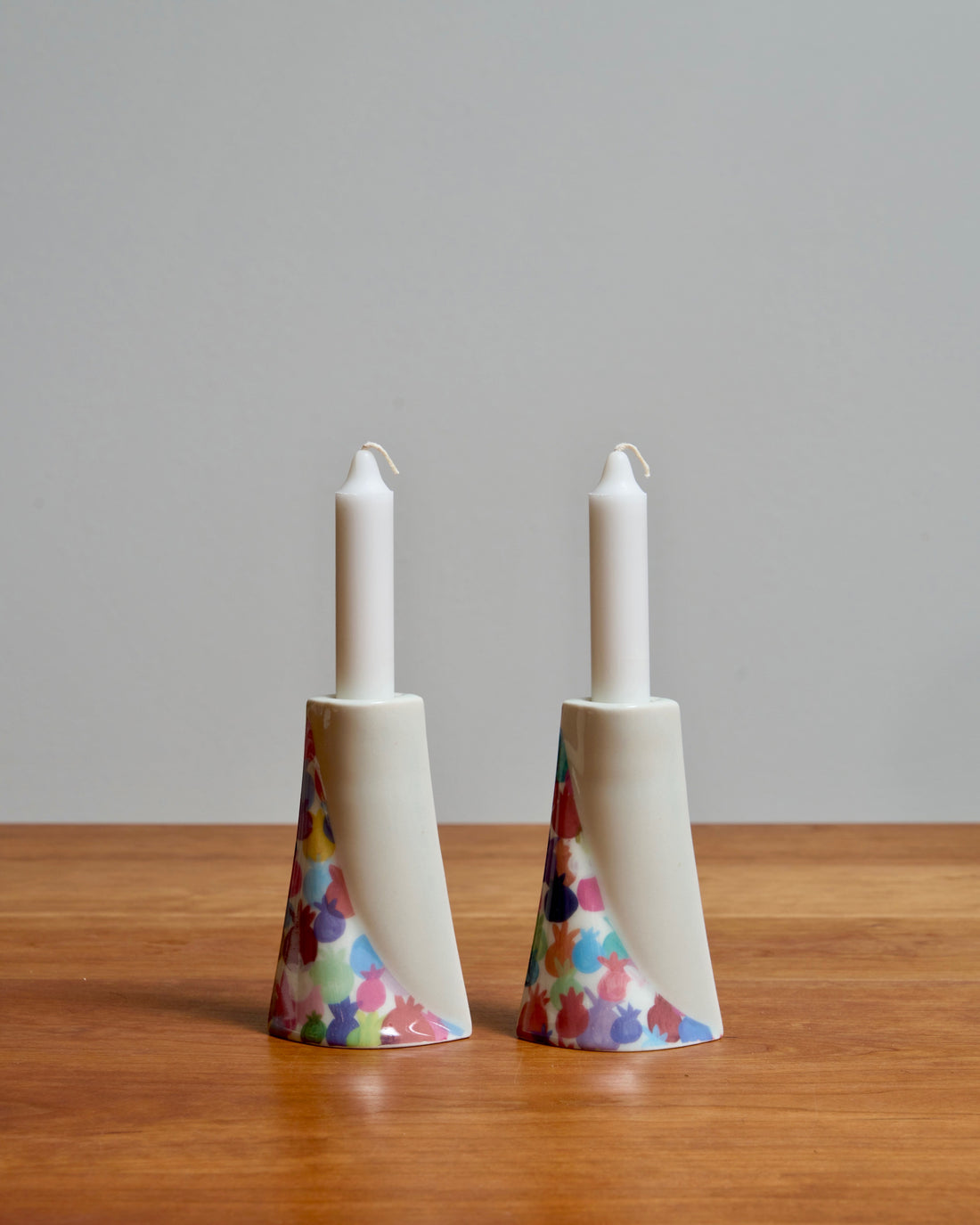 Rainbow Pomegranates, Shabbat Candlesticks