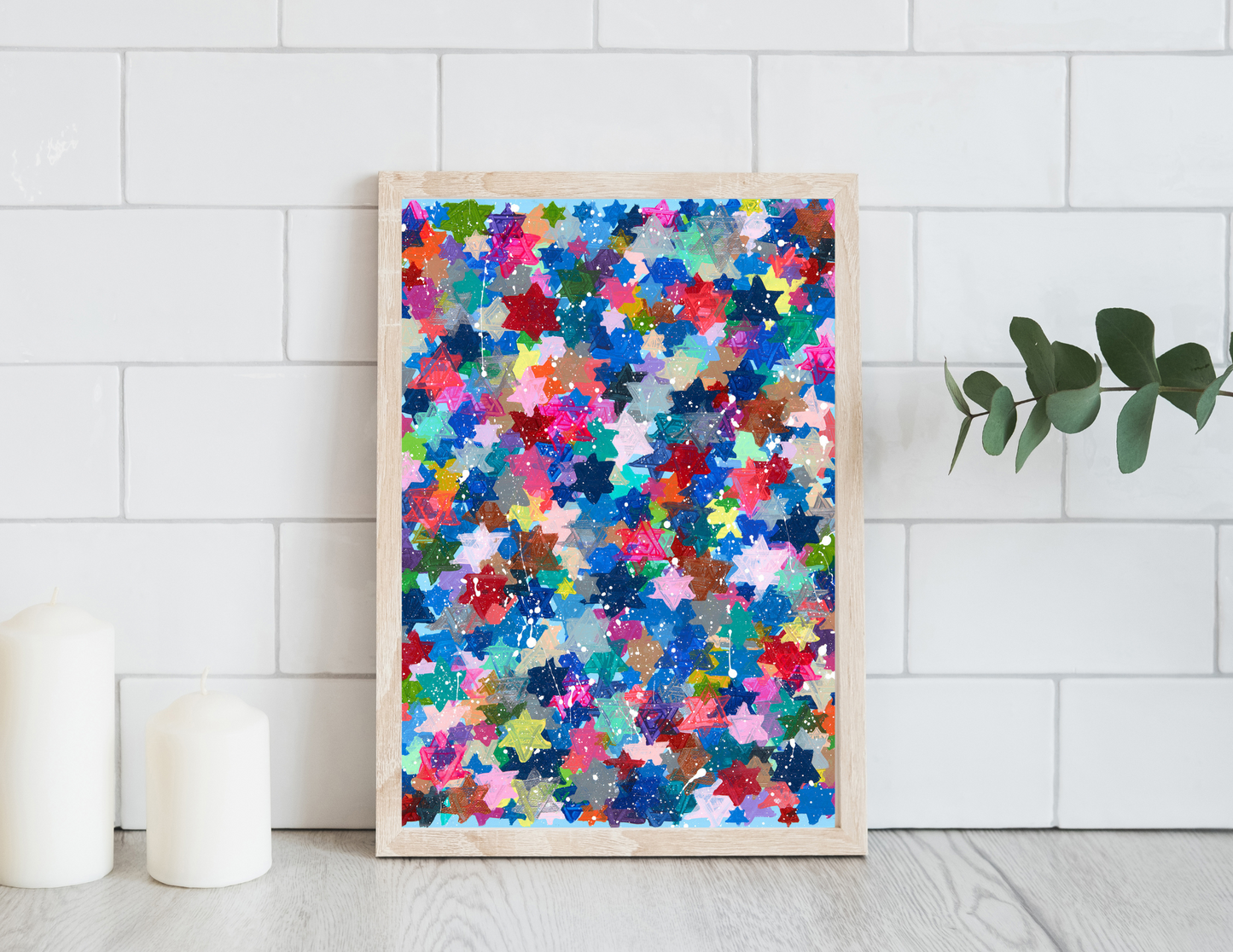 Jewish Stars Splatter Paint Giclee Art Print