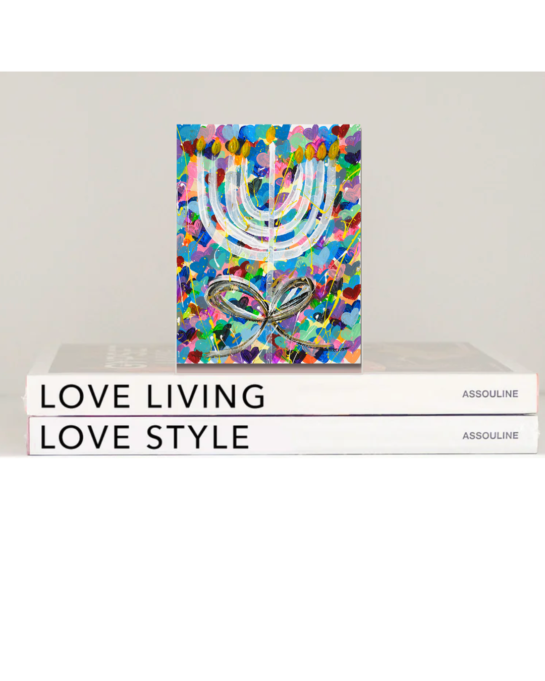 Menorah Bow Hanukkah Acrylic Art Block