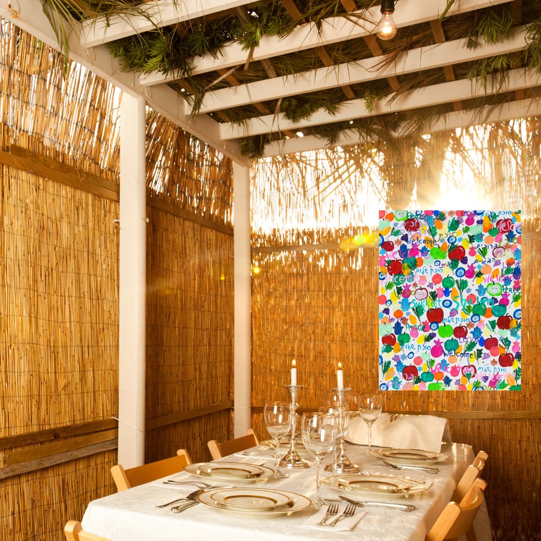 Sukkot Shalom Jewish art banner for Sukkah decor