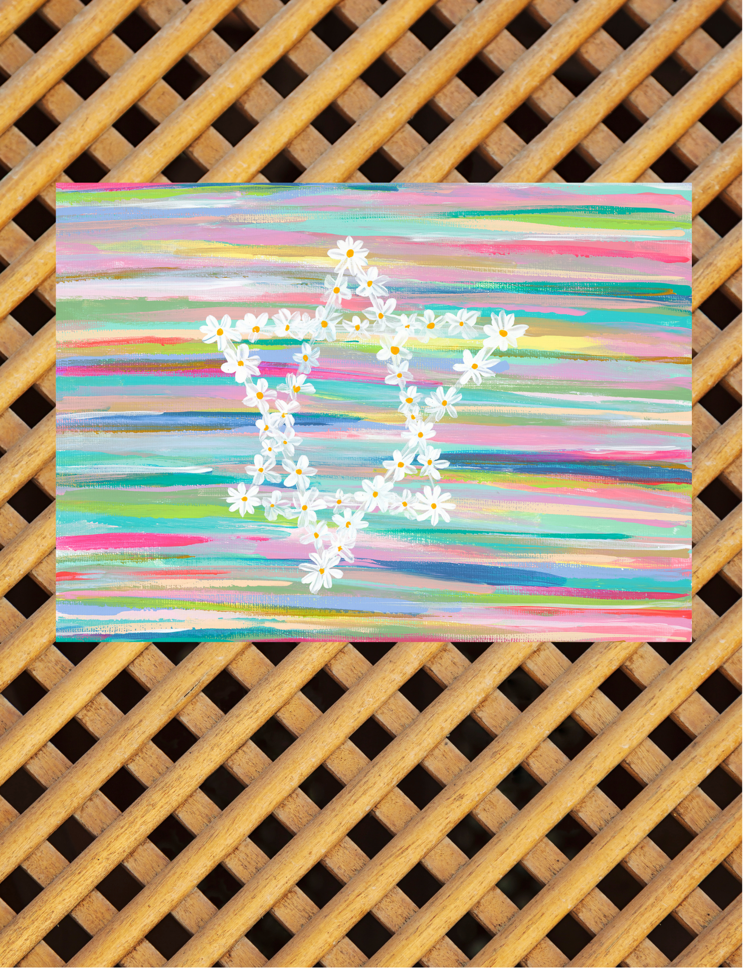 Floral Jewish art wall hanging for Sukkot