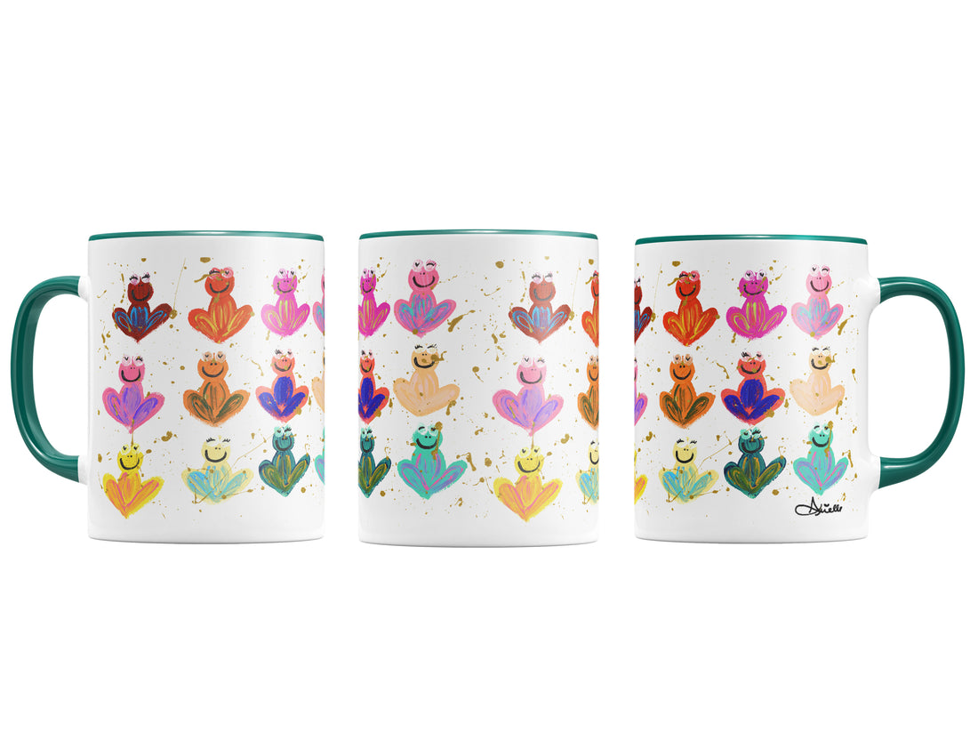 Rainbow Splatter Frogs Passover Mug