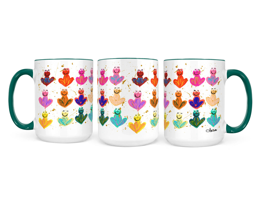 Rainbow Splatter Frogs Passover Mug