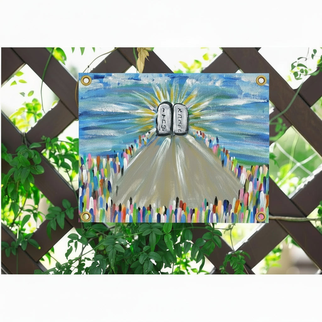 Modern Sukkah wall hanging with original Judaica artwork