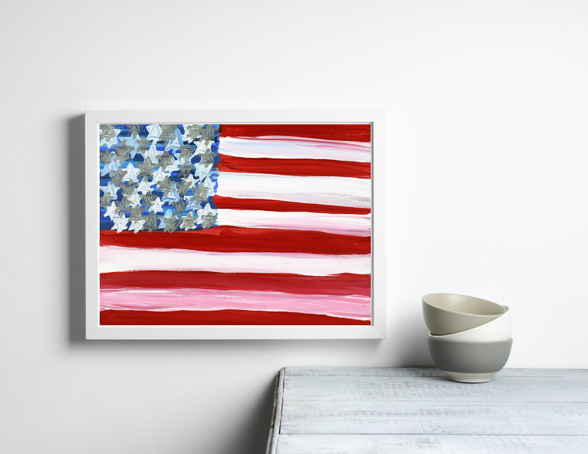 American Flag with Jewish Stars Giclee Art Print