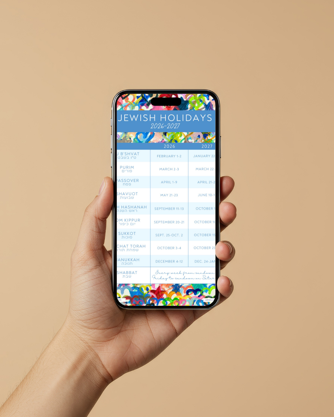 Modern Jewish Holiday Planner 2026-2027| 2 Years At-A-Glance | Digital Download