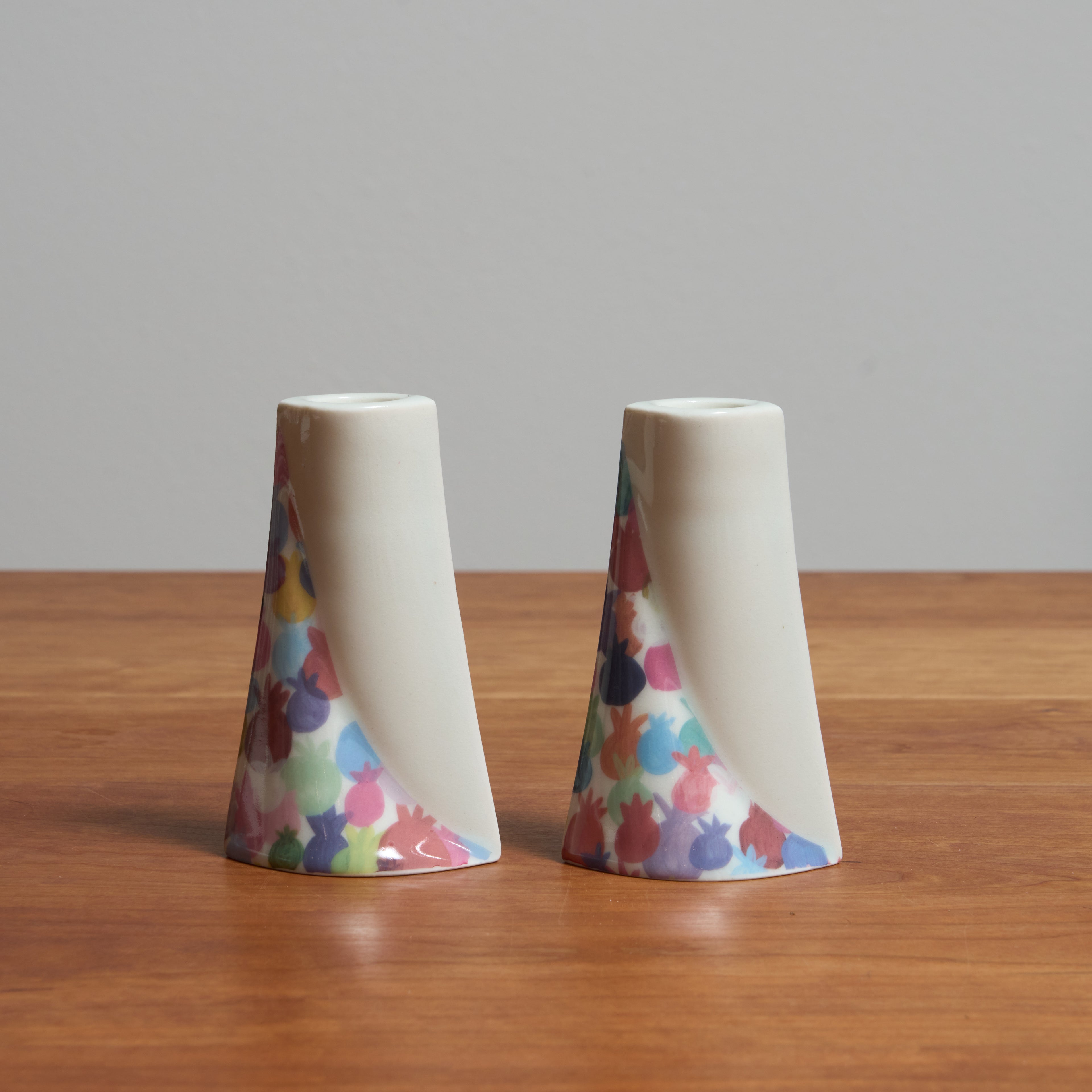 Rainbow Pomegranates, Shabbat Candlesticks