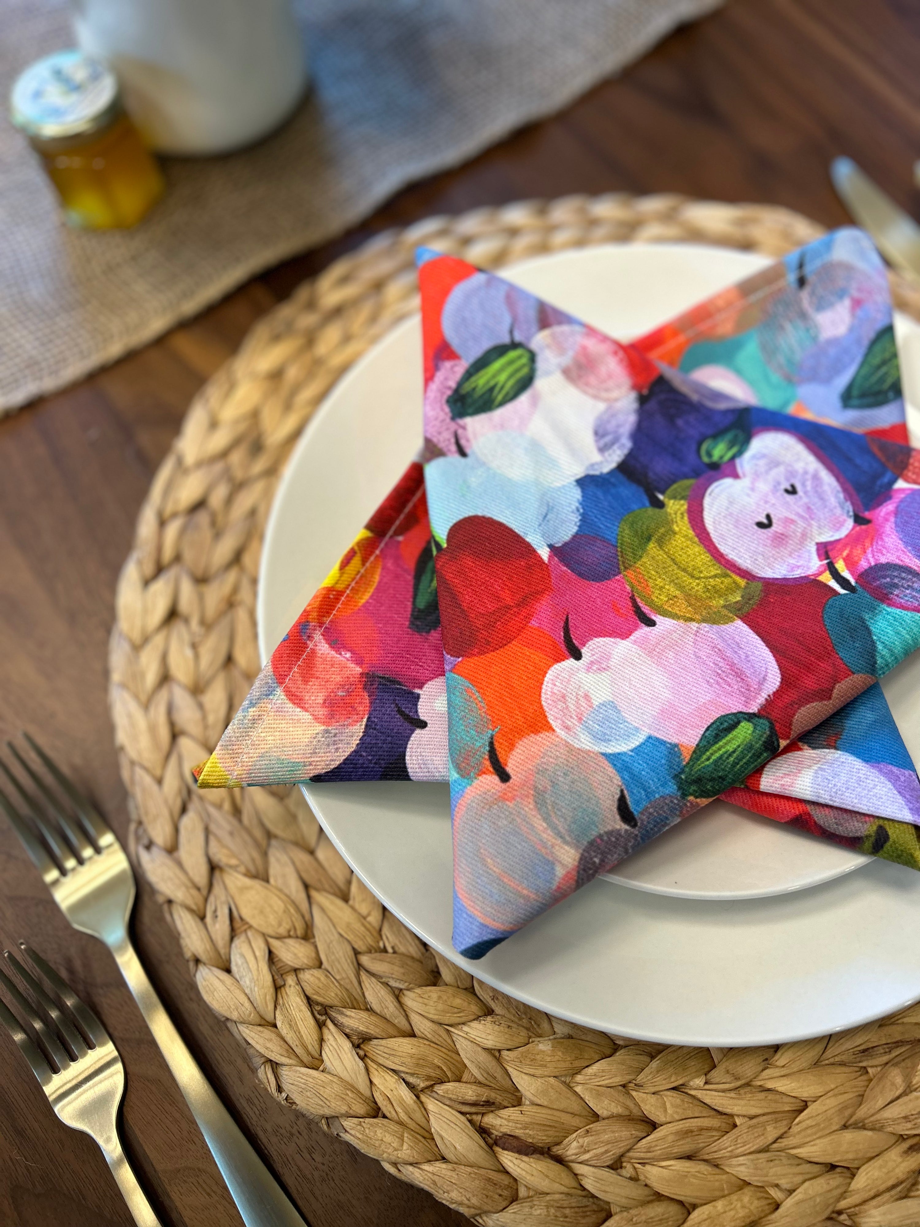Rainbow Apples Cloth Napkins