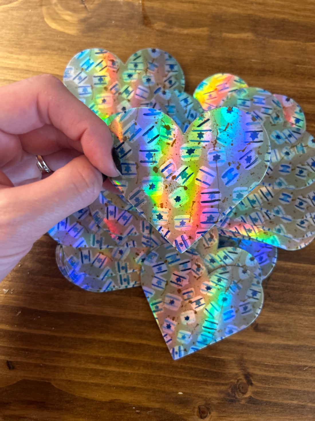 Am Yisrael Chai Heart Holographic Sticker
