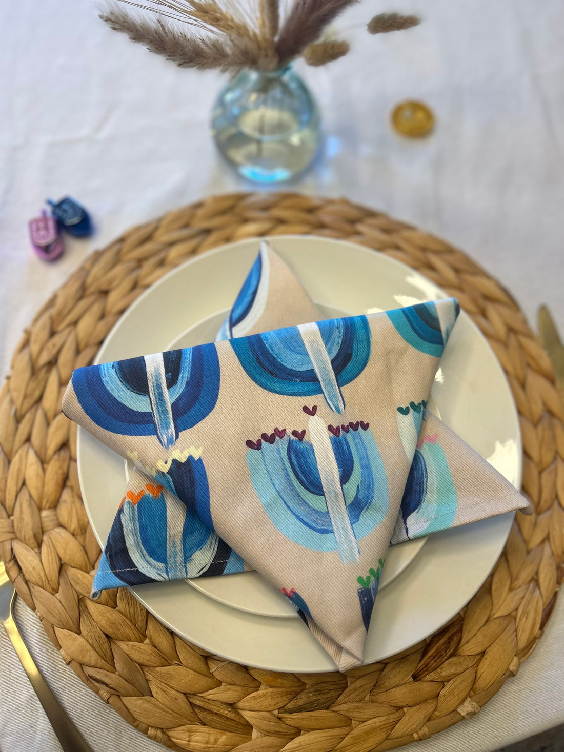 Blue Menorahs | Napkins