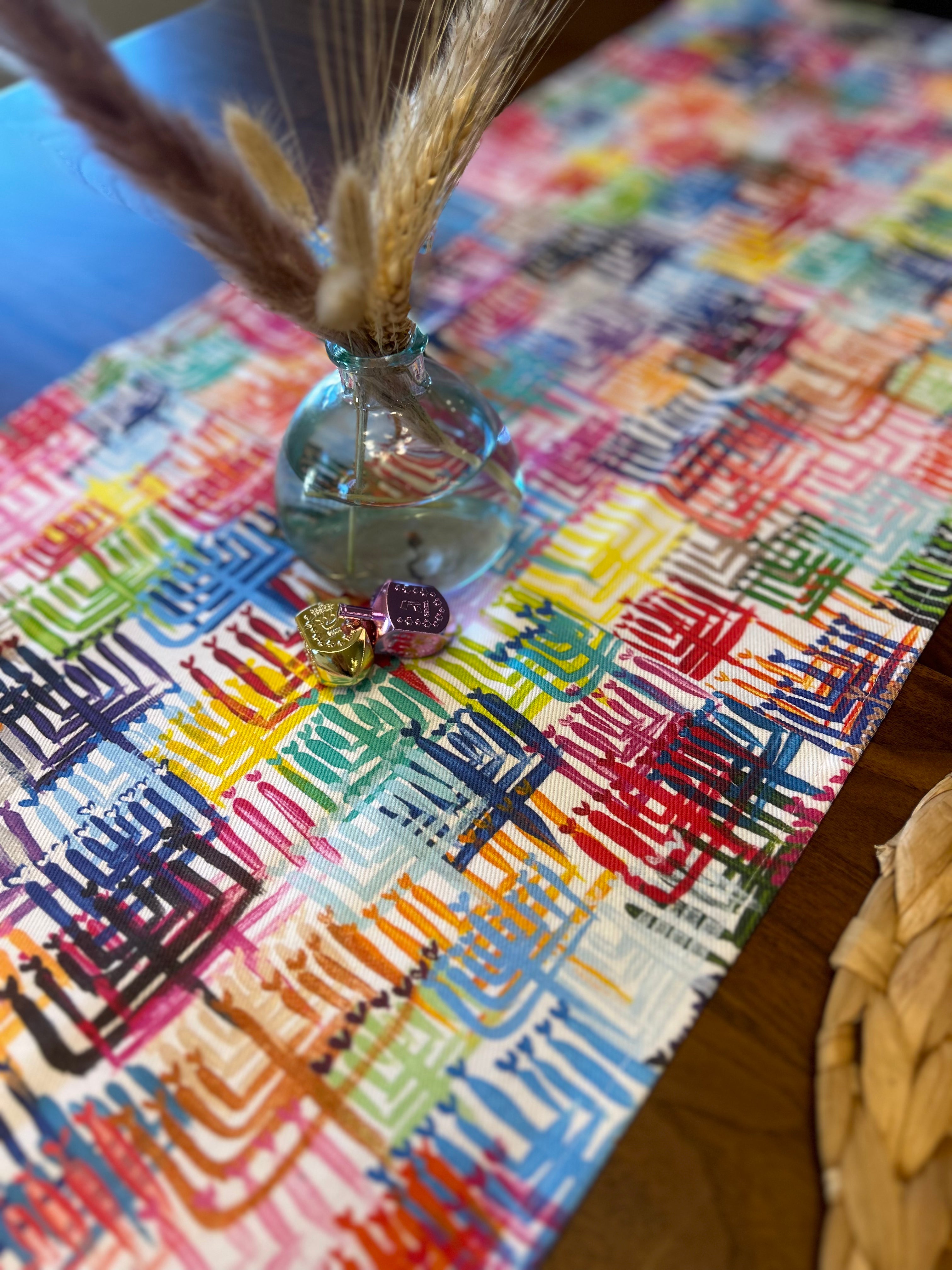 Heart Menorahs | Table Runner
