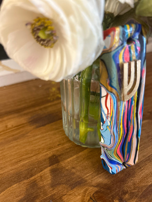 Arielle Zorger Designs X Hyacinth Ceramics - Drip Paint Mezuzah #3