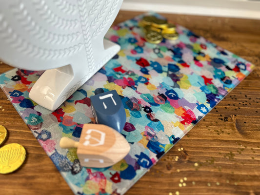 Rainbow Dreidels Glass Drip Tray