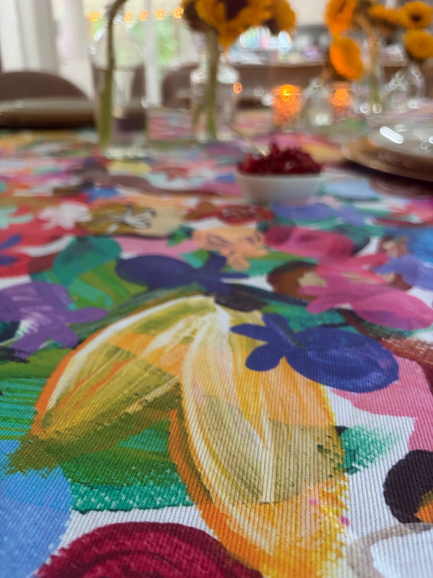 Rosh Hashanah table decor featuring The 613 Tablecloth
